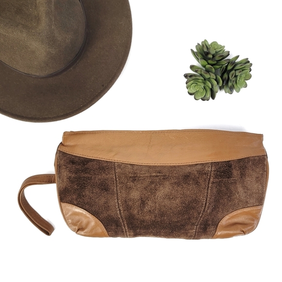 Vintage Leather Suede Clutch - Picture 1 of 12